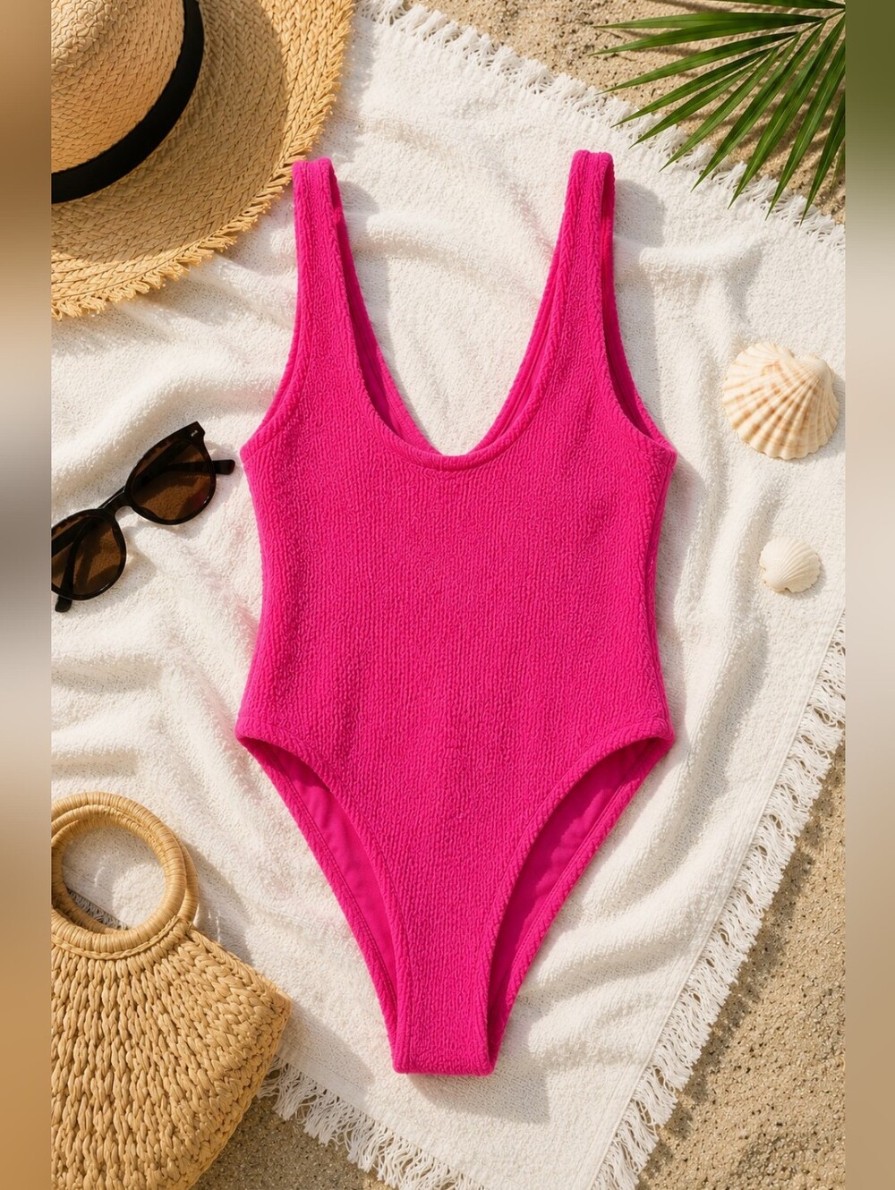 Bond-Eye Australia The Mara Crinkle One Piece Swimsuit - Bright Pink /Magenta S